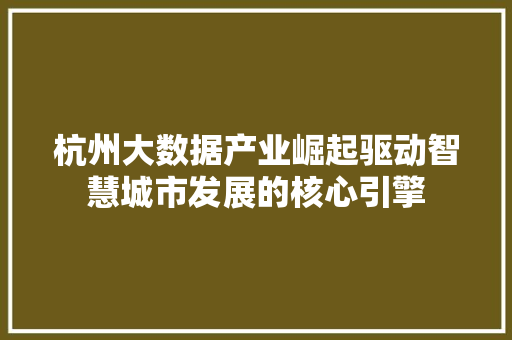 杭州大数据产业崛起驱动智慧城市发展的核心引擎