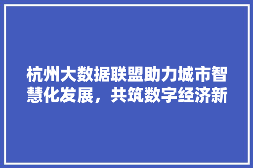 杭州大数据联盟助力城市智慧化发展，共筑数字经济新蓝图