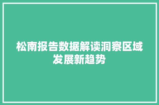 松南报告数据解读洞察区域发展新趋势
