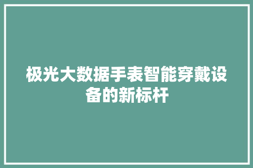 极光大数据手表智能穿戴设备的新标杆