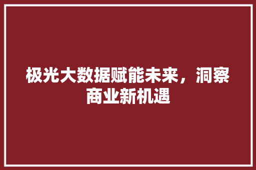 极光大数据赋能未来，洞察商业新机遇