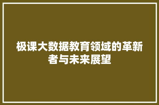 极课大数据教育领域的革新者与未来展望