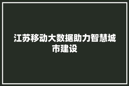 江苏移动大数据助力智慧城市建设