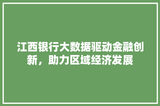 江西银行大数据驱动金融创新，助力区域经济发展