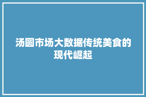 汤圆市场大数据传统美食的现代崛起