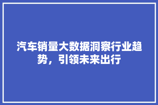 汽车销量大数据洞察行业趋势，引领未来出行