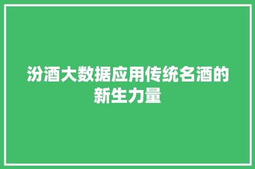 汾酒大数据应用传统名酒的新生力量