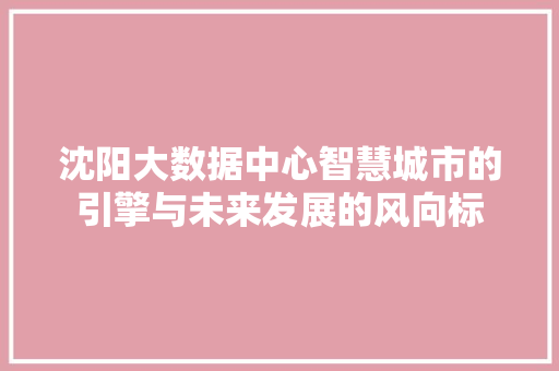 沈阳大数据中心智慧城市的引擎与未来发展的风向标