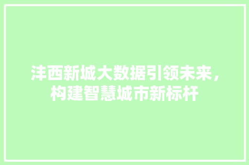 沣西新城大数据引领未来，构建智慧城市新标杆