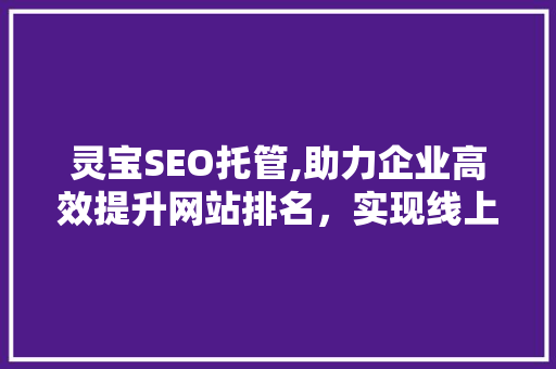 灵宝SEO托管,助力企业高效提升网站排名，实现线上业绩腾飞