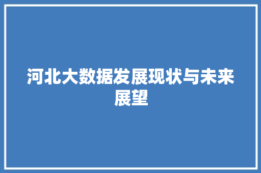 河北大数据发展现状与未来展望