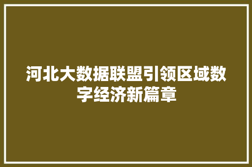 河北大数据联盟引领区域数字经济新篇章
