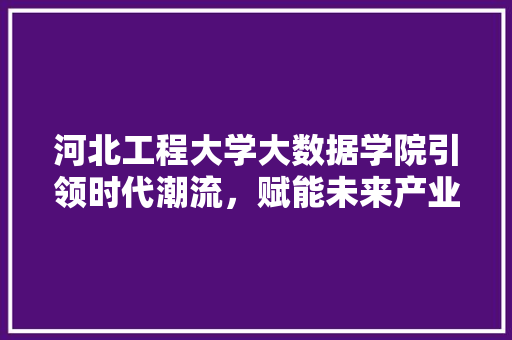 河北工程大学大数据学院引领时代潮流，赋能未来产业