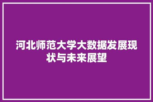 河北师范大学大数据发展现状与未来展望