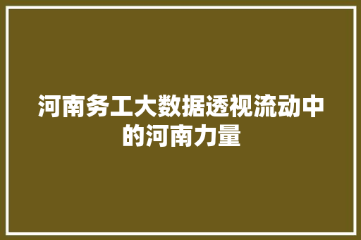 河南务工大数据透视流动中的河南力量