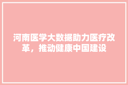 河南医学大数据助力医疗改革，推动健康中国建设