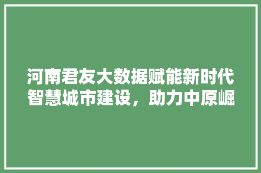 河南君友大数据赋能新时代智慧城市建设，助力中原崛起