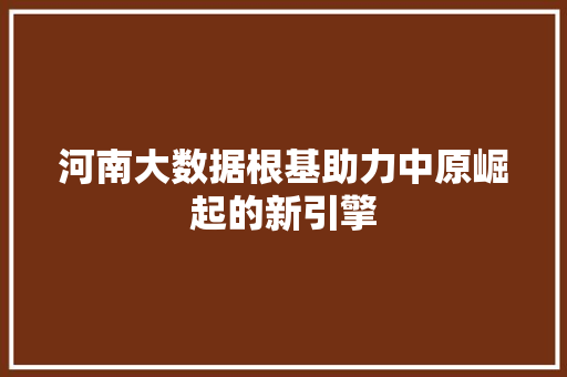 河南大数据根基助力中原崛起的新引擎