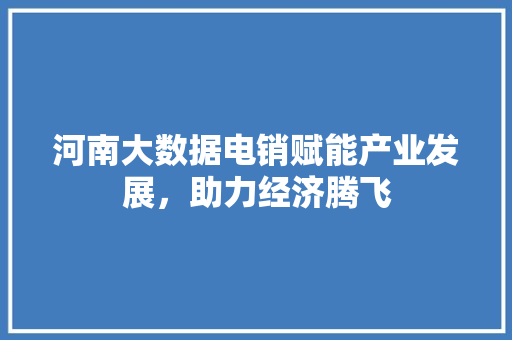 河南大数据电销赋能产业发展，助力经济腾飞