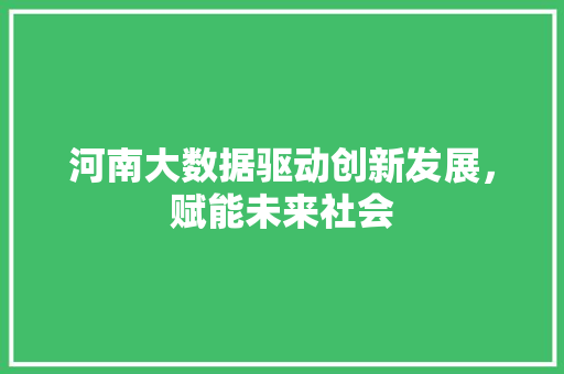 河南大数据驱动创新发展，赋能未来社会