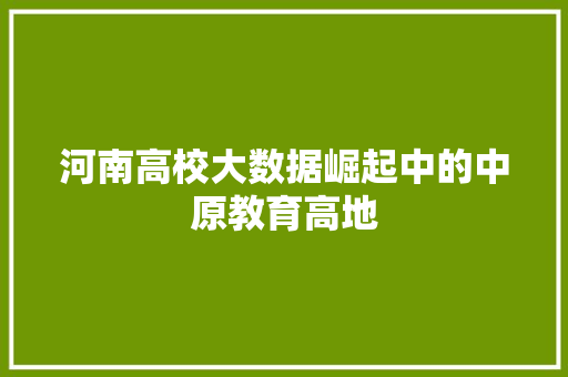 河南高校大数据崛起中的中原教育高地