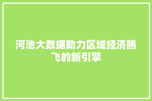 河池大数据助力区域经济腾飞的新引擎