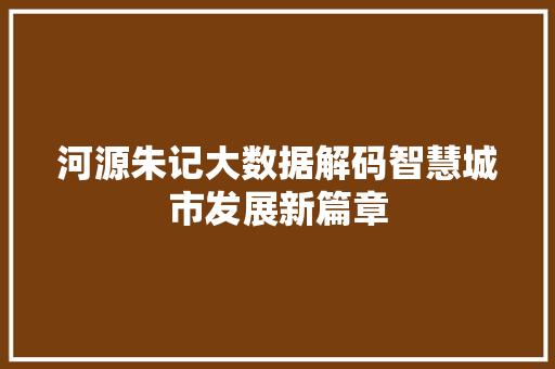 河源朱记大数据解码智慧城市发展新篇章