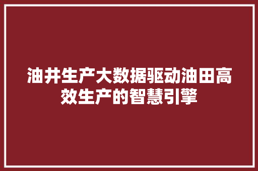 油井生产大数据驱动油田高效生产的智慧引擎