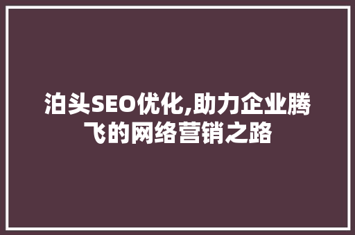 泊头SEO优化,助力企业腾飞的网络营销之路 缓存Redis