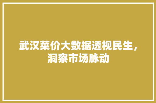 武汉菜价大数据透视民生，洞察市场脉动