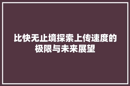 比快无止境探索上传速度的极限与未来展望 市场营销范文