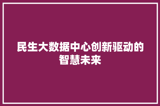 民生大数据中心创新驱动的智慧未来