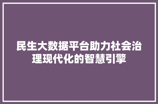 民生大数据平台助力社会治理现代化的智慧引擎