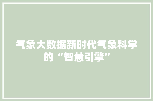 气象大数据新时代气象科学的“智慧引擎”