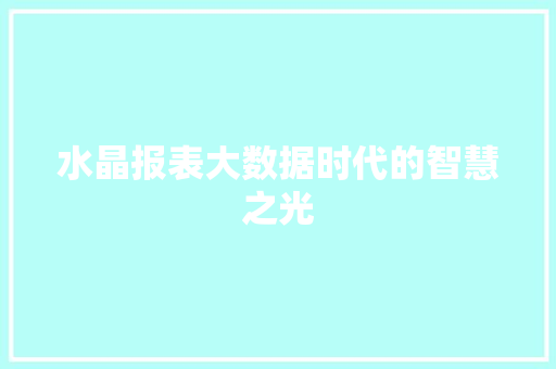 水晶报表大数据时代的智慧之光