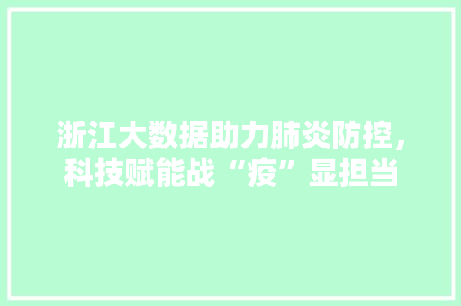 浙江大数据助力肺炎防控，科技赋能战“疫”显担当