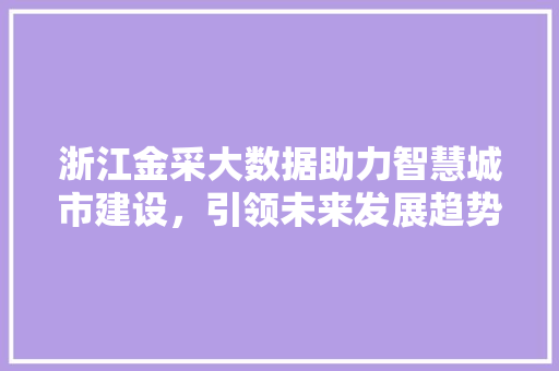 浙江金采大数据助力智慧城市建设，引领未来发展趋势