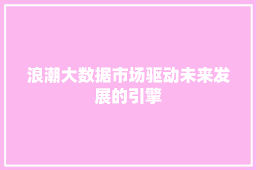 浪潮大数据市场驱动未来发展的引擎