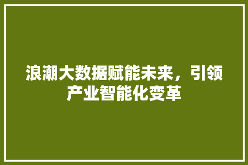 浪潮大数据赋能未来，引领产业智能化变革