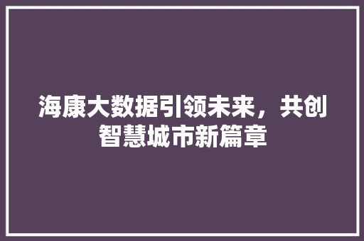 海康大数据引领未来，共创智慧城市新篇章