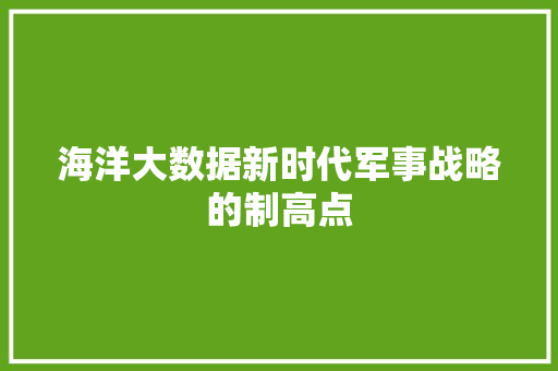 海洋大数据新时代军事战略的制高点