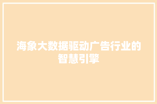 海象大数据驱动广告行业的智慧引擎