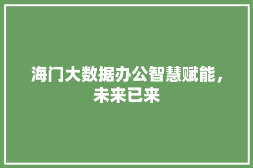 海门大数据办公智慧赋能，未来已来