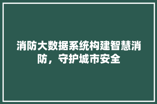 消防大数据系统构建智慧消防，守护城市安全