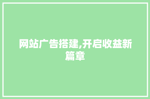网站广告搭建,开启收益新篇章 前端技术