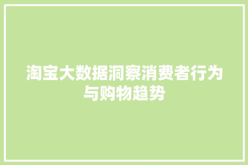 淘宝大数据洞察消费者行为与购物趋势