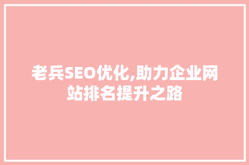 老兵SEO优化,助力企业网站排名提升之路 后端技术