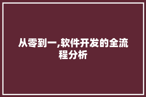 从零到一,软件开发的全流程分析