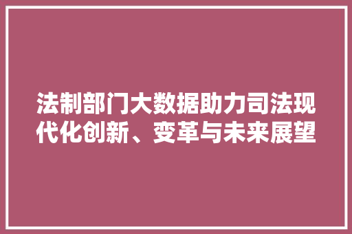 法制部门大数据助力司法现代化创新、变革与未来展望