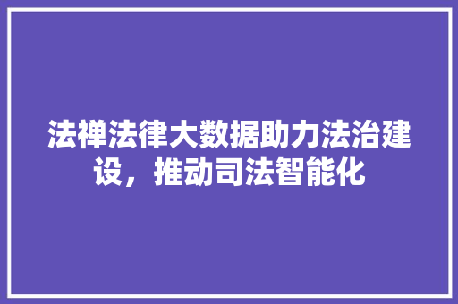 法禅法律大数据助力法治建设，推动司法智能化